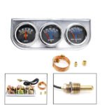 Mechanical 2'' 52mm Chrome Triple Gauge Set Water Temp Oil Pressure AMP Meter – Vaizdas 3