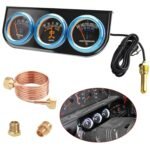 Mechanical 2'' 52mm Chrome Triple Gauge Set Water Temp Oil Pressure AMP Meter – Vaizdas 2