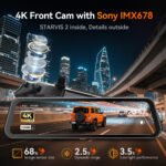 WOLFBOX G900Pro 12MP WiFi Touch Screen Rear View Mirror Dash Cam Smart Mirror RHD - Сурет 2