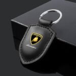 Lamborghini Crest Emblem Genuine Leather Keychain - Сурет 2