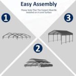 10x20ft Metal Carport Canopy with Galvanized Gable Roof - Billede 6